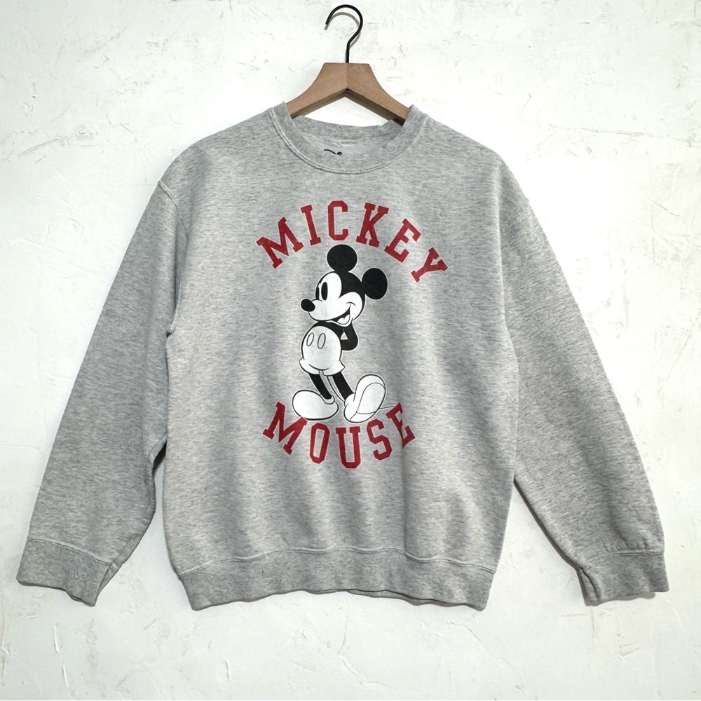 Disney Mickey Mouse Grey Graphic Sweatshirt Crewneck Size M Vintage Style